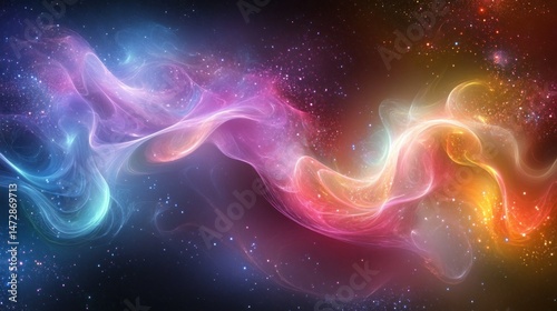 Cosmic nebulae swirls in vibrant hues