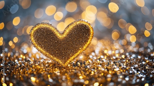 hearts on shiny bokeh background. Selective focus.