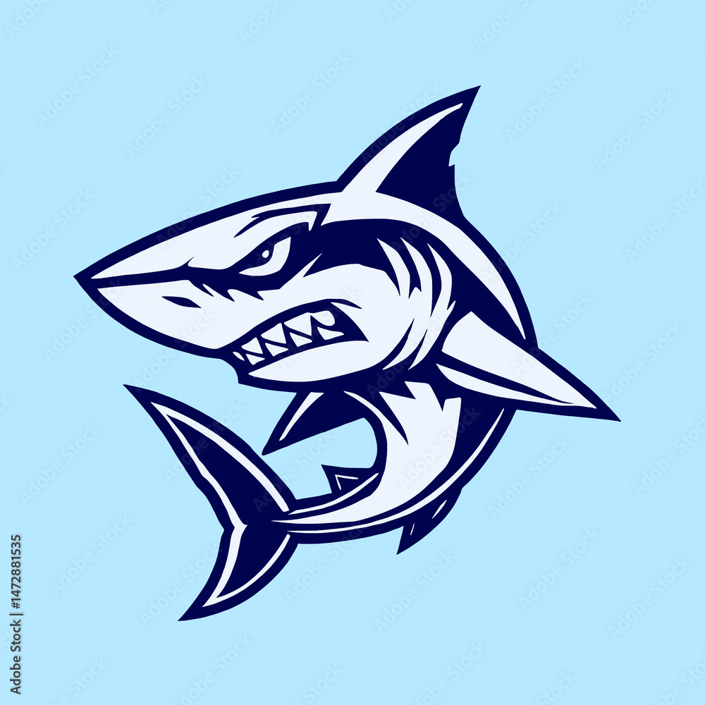 Fototapeta premium Angry Shark Mascot Vector Illustration