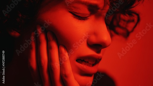 Person holding jaw due to severe tooth pain