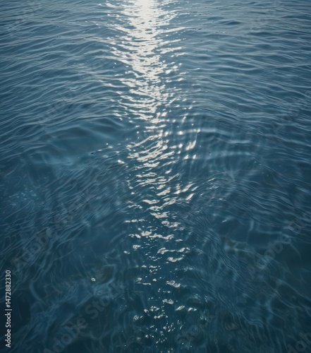 Still, blue water surface with delicate ripples, showing fine textural detail  Peaceful atmosphere ,  landscape,  sea, water