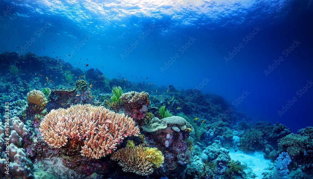 Fototapeta premium coral reef in a blue deep
