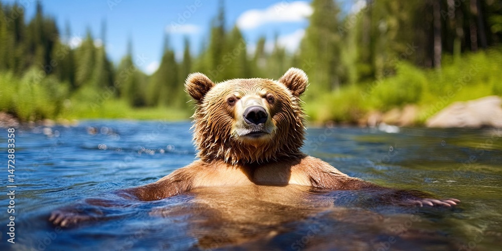 Fototapeta premium photo of happy brown bear smiling 