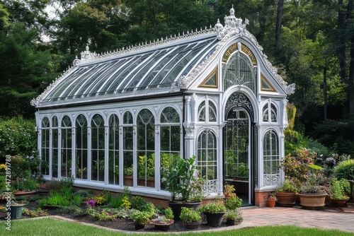 Wallpaper Mural Charming Arboretum: Enchanting Victorian Greenhouse Blending Fantasy and Art Deco in a Lush Botanical Landscape Torontodigital.ca