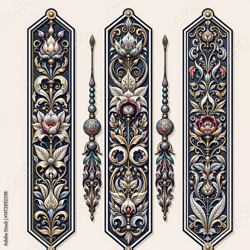 Set of vintage floral decorative elements. Ornate swirls and scrolls. Collection of ornamental elements for design