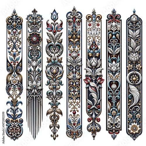 Set of vintage floral decorative elements. Ornate swirls and scrolls. Collection of ornamental elements for design