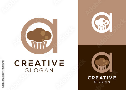 Letter A with steamed cake logo design for bakery shop