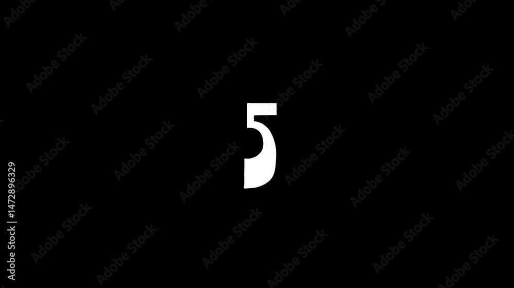 Number 5 - Text Animation, Alpha Channel Background. Number 5 - Text Animation, Alpha Channel Background.