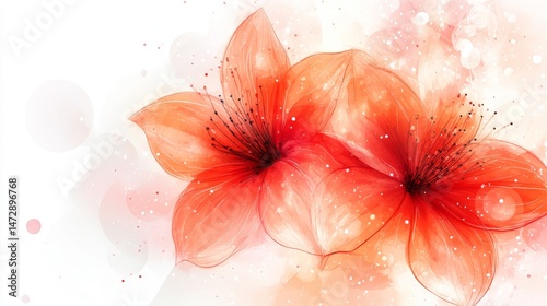 A watercolor depiction of soft peach and pink blossoms is presented