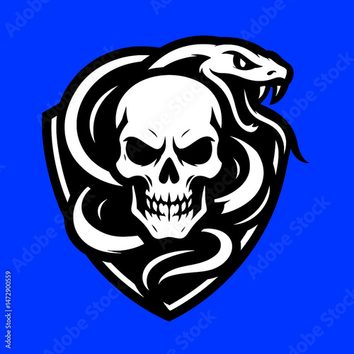 Skull and Snake Emblem Vector Illustration