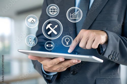 Technical Support and Customer Service Concept. Icon of tools, with icons for customer service, 247 support, communication, and technical maintenance. business technology in customer assistance.