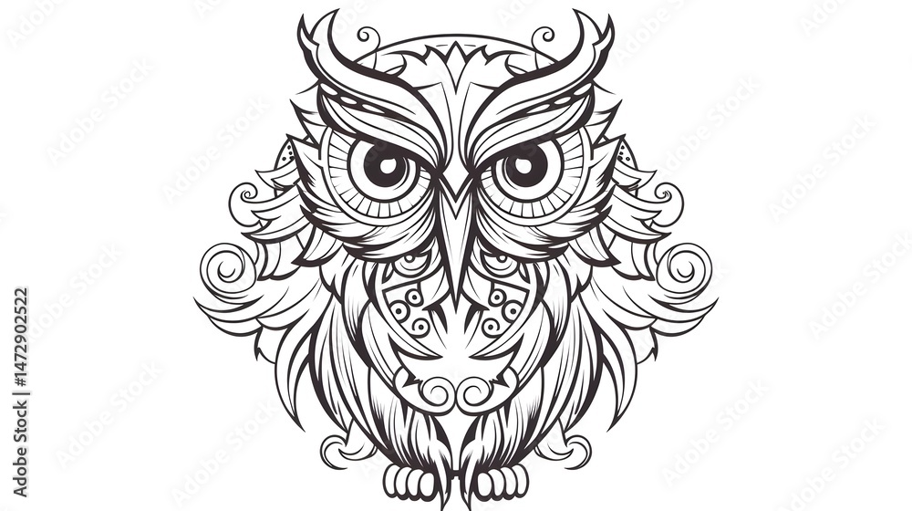 Fototapeta premium Detailed Owl Cartoon Vector Illustration for Creative Designs