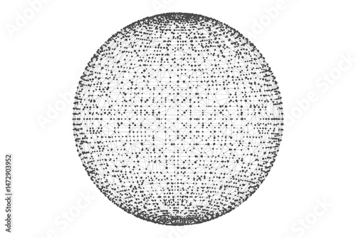 Dots connected by lines. Abstract sphere. Minimalist mesh. Abstract polygonal shape.