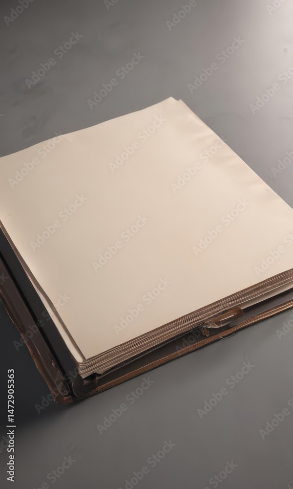 Fototapeta premium Open photo album showcasing empty pages, ideal for customization , graphic, shot, illustration