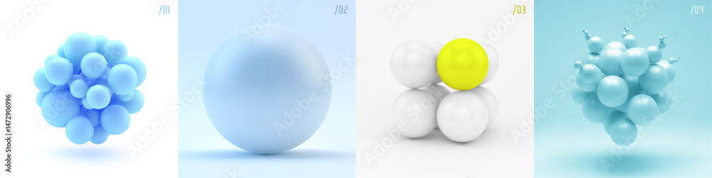 Obraz premium 3D cube made of small balls. A structure similar to a molecule. Modelling of nanoparticles. Sphere. Concepts of chemical investigation. A group of atoms. Vector for brochure, presentation or flyer.