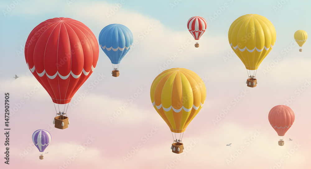 Naklejka premium Isometric Of Hot Air Balloons