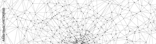 Technology abstract background. Dots connected by lines. Minimalist mesh backdrop. Abstract polygonal radial shape. Plexus circles.
