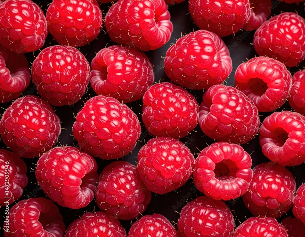 custom made wallpaper toronto digitalUltra-detailed macro close-up of fresh organic raspberries, vibrant red berries perfect for healthy eating, backgrounds, and food photography