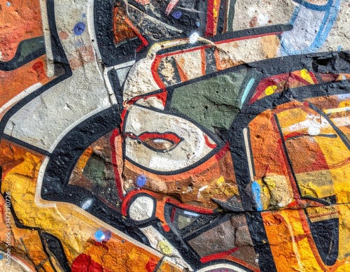 Ultra-detailed wide shot of graffiti stone texture, high contrast and clarity, perfect for backgrounds and design