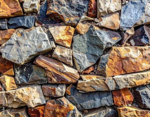 Ultra-detailed wide shot of rugged natural stone texture, high contrast and clarity, ideal for backgrounds, construction, and design projects