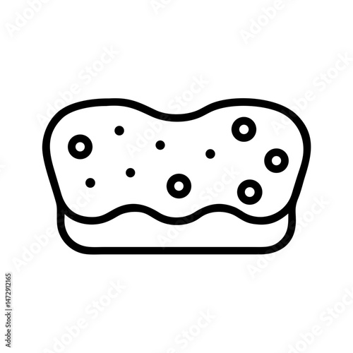 Kitchen sponge with texture in outlined style on white background  