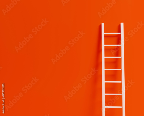 Staircase near orange wall....