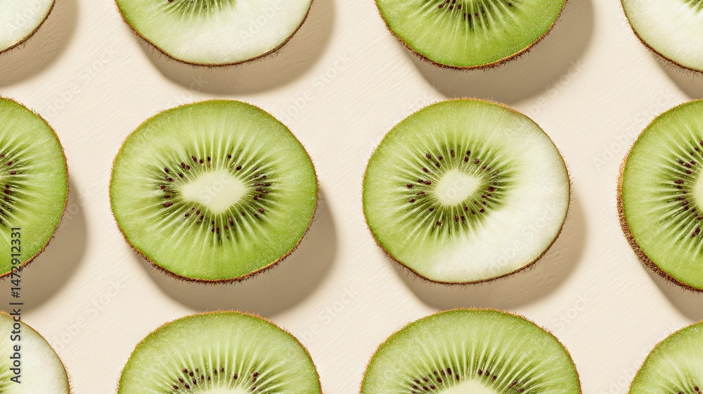 Fototapeta premium Sliced Kiwis on White Counter Top