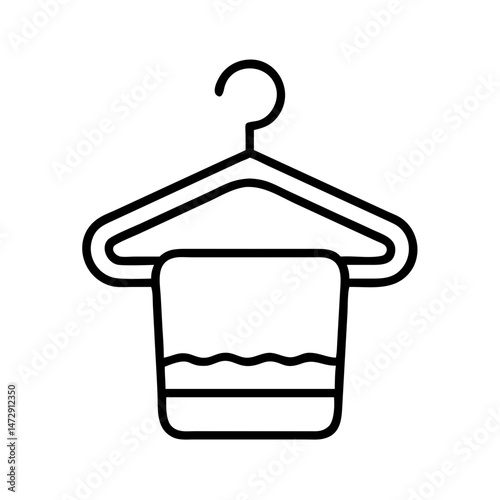 Towel hanging on a clothes hanger in minimalist line art style  