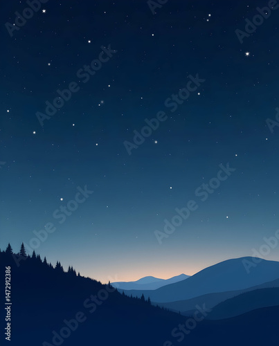 Modern Minimalist Starry Night with Soft Stars
