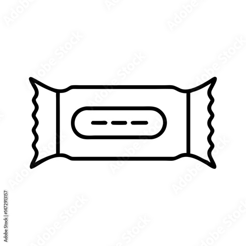 Snack wrapper in minimalist style with clean lines and outline  