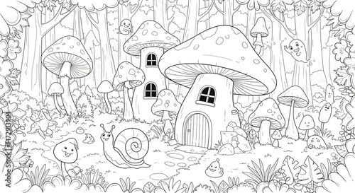 Enchanted Mushroom Forest A Magical Coloring Page