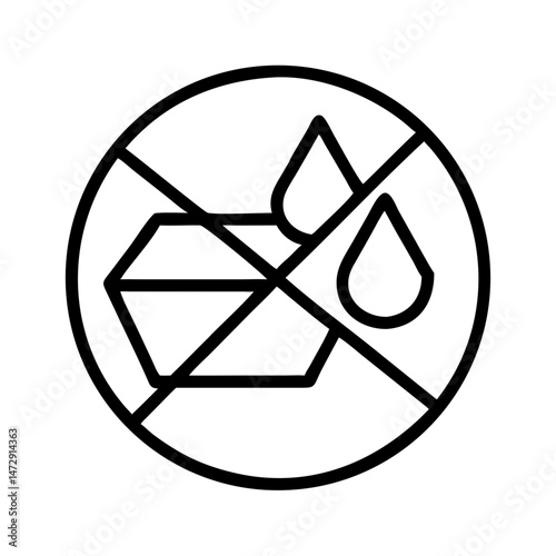 No water symbol with droplet and container in black outline  