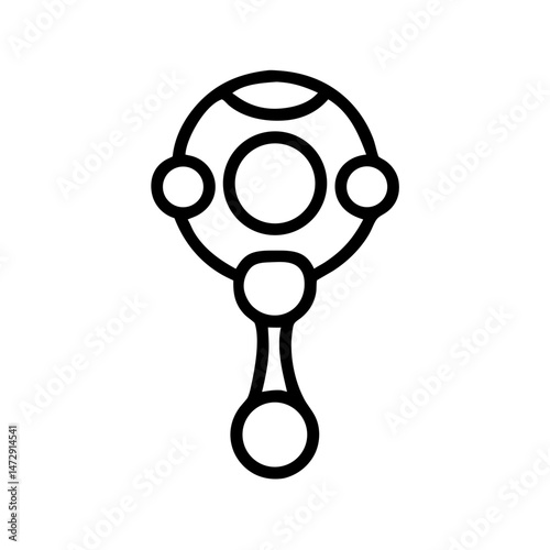 Charming Rattle Toy Outline Design for Infants, icon, vector  