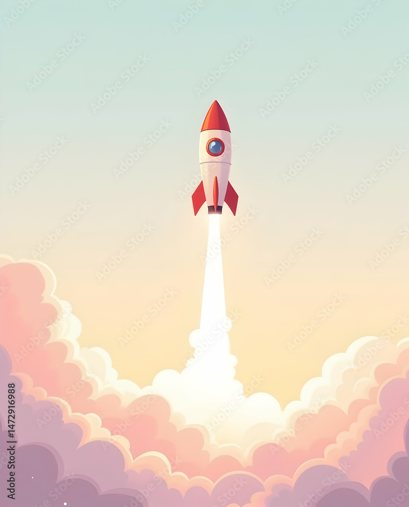 Fototapeta premium Pastel Rocket Launch