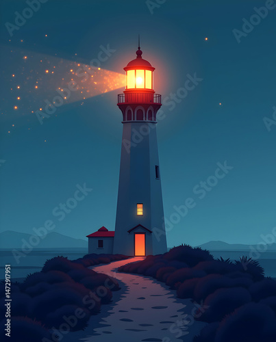 Geometric Lighthouse with Glow