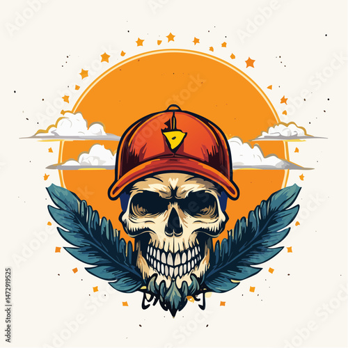 Aesthetic illustration of skul pontilism style Streetwear t shirt design, vector graphic, typographic poster or tshirts street wear and Urban style