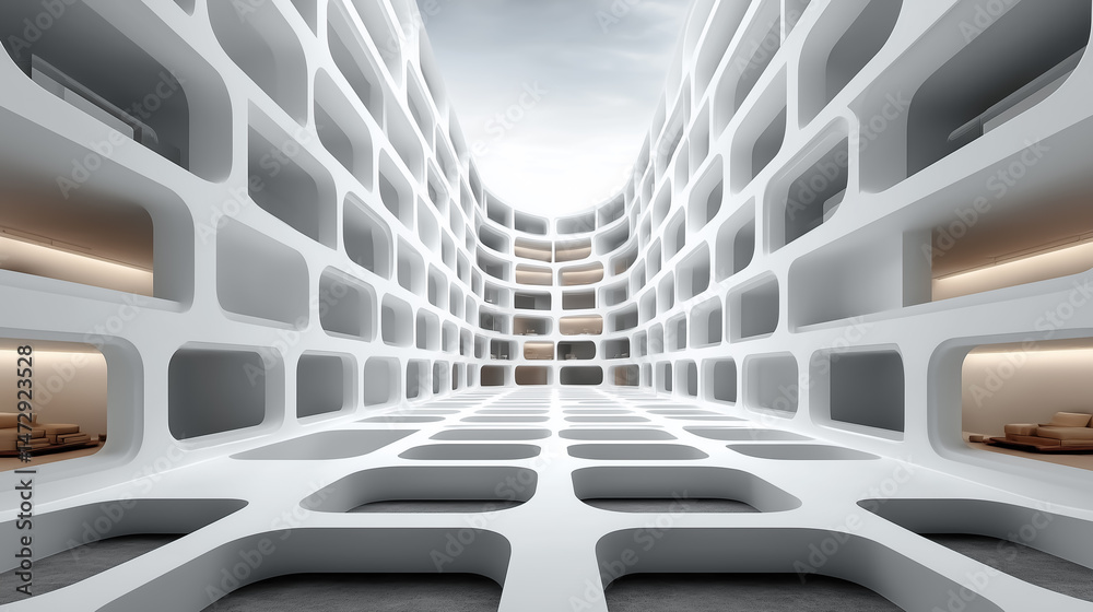 Obraz premium 静寂な構造体 差し込む光と影