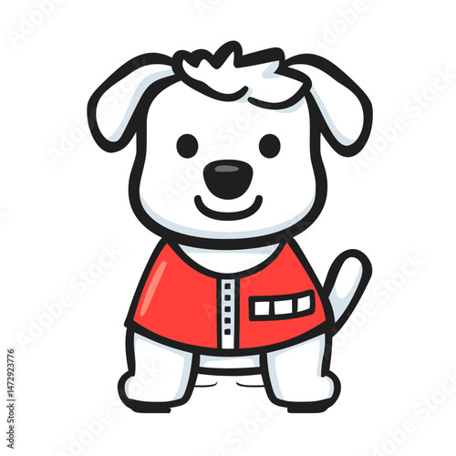 Cute cartoon dog wearing service animal vest designed for easy identification in public spaces