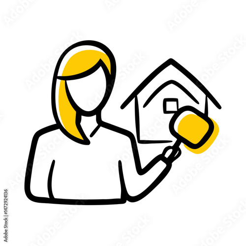 Female Real Estate Appraiser:
Vector of a female real estate appraiser evaluating a property, suitable for real estate appraisal and property assessment themes.