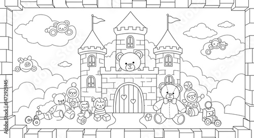 Wallpaper Mural Adorable Teddy Bear Castle Coloring Page Fun for Kids Torontodigital.ca