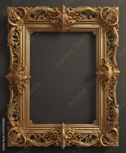 Intricate gold frame, retro style scrolls, elegant details ,  frame,  graphic,  illustration