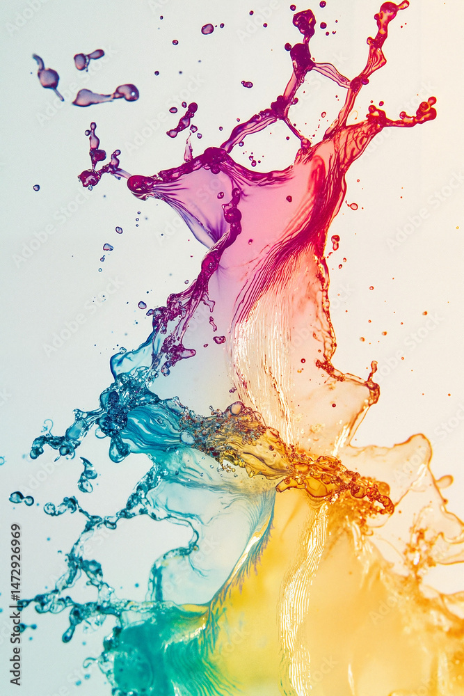 Naklejka premium Colorful water splash against a light background 