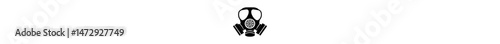 Gas mask icon silhouette, protective respirator symbol for safety signs, chemical hazard warnings, industrial safety manuals, air pollution alerts, toxic environment infographics