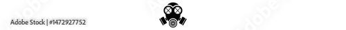 Gas mask icon silhouette, protective respirator symbol for safety signs, chemical hazard warnings, industrial safety manuals, air pollution alerts, toxic environment infographics