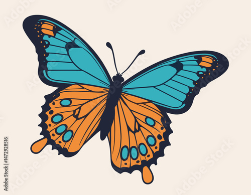 futuristic illustration of butterfly t shirt design, vector graphic, typographic poster or tshirts street wear and Urban style