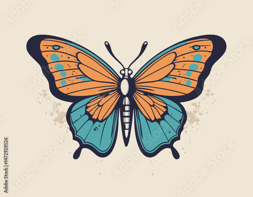 futuristic illustration of butterfly t shirt design, vector graphic, typographic poster or tshirts street wear and Urban style