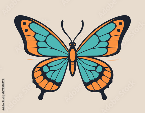 futuristic illustration of butterfly t shirt design, vector graphic, typographic poster or tshirts street wear and Urban style