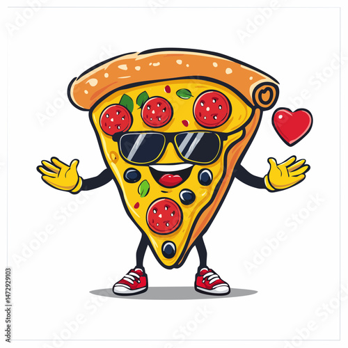 Cartoon character of pizza vector t shirt design, vector graphic, typographic poster or tshirts street wear and Urban style