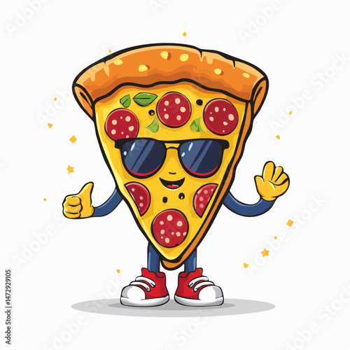 Cartoon character of pizza vector t shirt design, vector graphic, typographic poster or tshirts street wear and Urban style