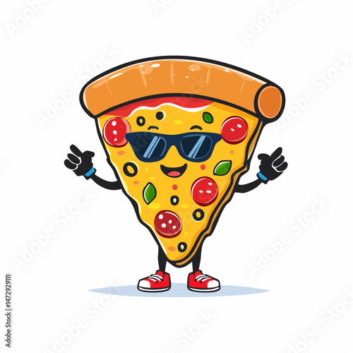 Cartoon character of pizza vector t shirt design, vector graphic, typographic poster or tshirts street wear and Urban style